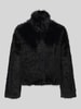 VERO MODA Modern Fit Webpelzjacke mit hohem Stehkragen Black