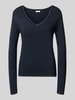 Liu Jo White Slim Fit Longsleeve aus reine Viskose Modell 'Maglia Chiusa' Dunkelblau