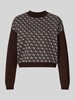 Guess Korte gebreide pullover met ronde hals Chocoladebruin