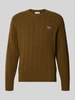 Lacoste sweter w kroju regular fit z czystej wełny Orzechowy