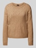 More & More Gebreide pullover met ajourpatroon Beige