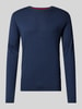 Christian Berg Men Regular Fit Strickpullover aus reiner Baumwolle mit Rundhalsausschnitt Dunkelblau Melange