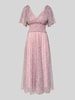 LACE & BEADS Knielange cocktailjurk met V-hals Rosé