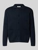 SELECTED HOMME Relaxed fit gebreid jack van katoenmix, model 'MIKE' Donkerblauw