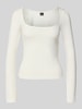 Gina Tricot Longsleeve mit Rundhalsausschnitt Weiss