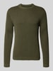 JACK & JONES Slim Fit Strickpullover aus Baumwoll-Mix Modell 'DOVER' Oliv