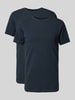 Bread & Boxers T-shirt met geribde ronde hals Marineblauw