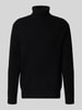 Les Deux Slim fit pullover van zuivere scheerwol, model 'EDDIE' Zwart