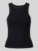 Stefanel Tanktop mit geripptem Rundhalsausschnitt Black