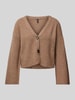 Only Cropped Strickjacke mit V-Ausschnitt Modell 'KATIA' Hazel Melange