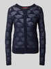 Max Mara Studio Gebreid jack met bloemenmotief, model 'CURZIO' Marineblauw