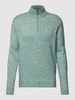 Fynch-Hatton Gebreide pullover met korte ritssluiting Rietgroen