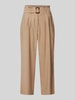 comma Straight leg pantalon met bandplooien Camel