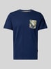 Blend T-Shirt mit geripptem Rundhalsausschnitt Modell 'BHJEM' Marine