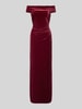 Christian Berg Cocktail Avondjurk met off shoulder-design Donkerrood