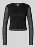 Jake*s Casual Longsleeve mit Ziersteinbesatz Black