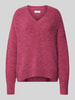 Fynch-Hatton Strickpullover aus Woll-Mix  mit V-Ausschnitt Pink