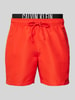 Calvin Klein Underwear Badehose mit Label-Print Rot