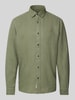 MCNEAL Regular Fit Freizeithemd aus reinem Leinen mit Logo-Stitching Khaki