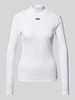 Hugo Blue Longsleeve aus Viskose mit geripptem Stehkragen Weiss