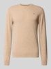 Gant Strickpullover aus reiner Lammwolle mit gerippten Abschlüssen Sand Melange