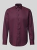 Christian Berg Men Regular Fit Business-Hemd mit Kentkragen Aubergine