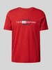 Tommy Hilfiger T-shirt met labelprint Donkerrood