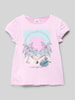 s.Oliver RED LABEL Ausgestelltes T-Shirt mit Glitzerprint Lavender