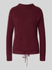 Jake*s Casual Strickpullover mit gerippten Abschlüssen Aubergine