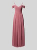 Mascara Abendkleid mit Carmen-Ausschnitt und Gehschlitz Altrosa