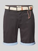 Redefined Rebel Regular Fit Shorts mit Gürtel in Flecht-Optik Modell 'MAGNUS' Anthrazit