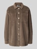 Noisy May Regular fit overhemdblouse van corduroy met borstzakken, model 'ALVA' Middenbruin