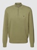 Fynch-Hatton Strickpullover mit Label-Stitching Modell 'Troyer' Olivgrün