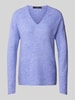 Vero Moda Regular Fit Strickpullover mit V-Ausschnitt Modell 'CREWLEFILE' Hellblau Melange