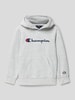 CHAMPION Hoodie met labelstitching Middengrijs gemêleerd