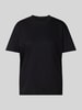 Stefanel T-Shirt mit geripptem Rundhalsausschnitt Black