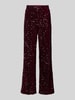 Pieces Spodnie szerokie z cekinowym obszyciem model ‘KAM’ Bordowy