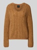 Marc Cain Strickpullover mit V-Ausschnitt Camel