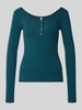 PIECES Slim Fit Langarmshirt aus Baumwoll-Mix Modell 'KITTE' Dunkelgruen