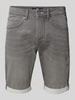 Petrol Slim Fit Jeansshorts im 5-Pocket-Design Silber