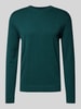 Tom Tailor Gebreide pullover met labelstitching, model 'BASIC' Donkergroen