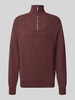 Jake*s Studio Men Regular Fit Troyer aus Viskose-Mix Bordeaux