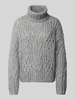 Christian Berg Woman Strickpullover mit Zopfmuster Mittelgrau