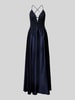 Luxuar Abendkleid mit Strasssteinbesatz Dunkelblau