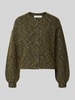 Selected Gebreid jack van wol alpacamix Olijfgroen
