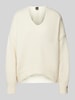 BOSS Orange Strickpullover mit Alpaka-Anteil und V-Ausschnitt Modell 'FONDYS' Offwhite