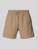 BOSS Regular Fit Badeshorts mit Label-Print Modell 'Iconic' Sand