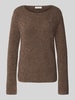 Marc O'Polo Regular fit gebreide pullover van scheerwolmix met alpaca Donkerbruin