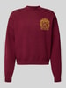 PROHIBITED Gebreide pullover met embleem en ronde hals Bordeaux