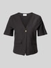 Vila Regular fit blouse met knoopsluiting en klepzakken Zwart